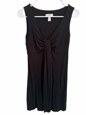 LOFT Black Sleeveless Midi Dress with Twist Front. Size  Small